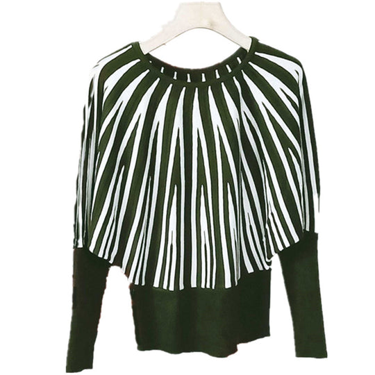 Damen Trendiger Streifenpullover mit innovativem Schnitt und lässigem Stil EB