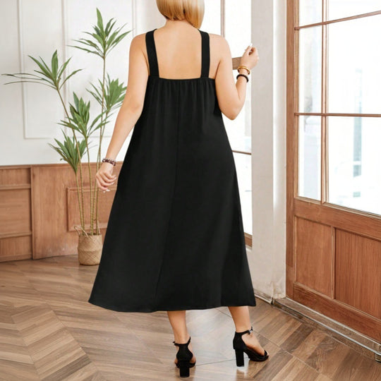 Damen Maxikleid mit elegantem Schlitz und knotenförmigem Halssaum EB