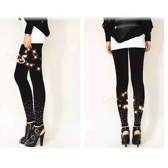 Damen Hochwertige Leggings mit funkelnden Applikationen EB