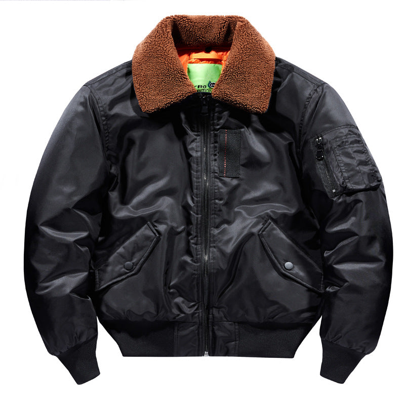 Men's  Sherpa-Collar Insulated Pilot Bomber with Sleeve Utility Pocket EB