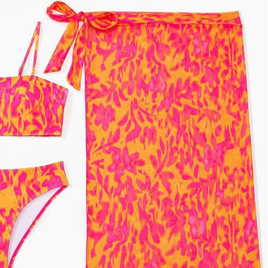 Damen Zweiteiliges Badeanzug-Set mit farbenfrohem Blumenmuster EB