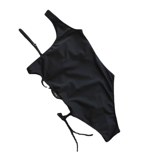 Damen Einteiler Badeanzug mit seitlichen Cut-Outs und modernem Leoprint EB