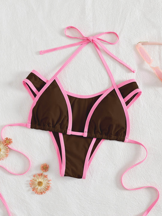 Damen Triangel-Bikini mit aufregendem Streifen-Design EB