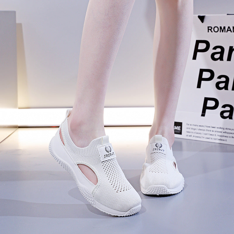 Damen Atmungsaktive Sportsneaker mit elastischem Strickdesign und rutschfester Sohle EB