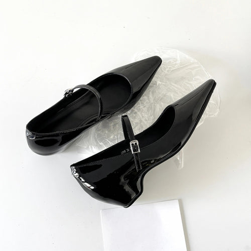 Damen elegante Slingback-Ballerinas mit modischem Riemen und spitzem Fußteil EB
