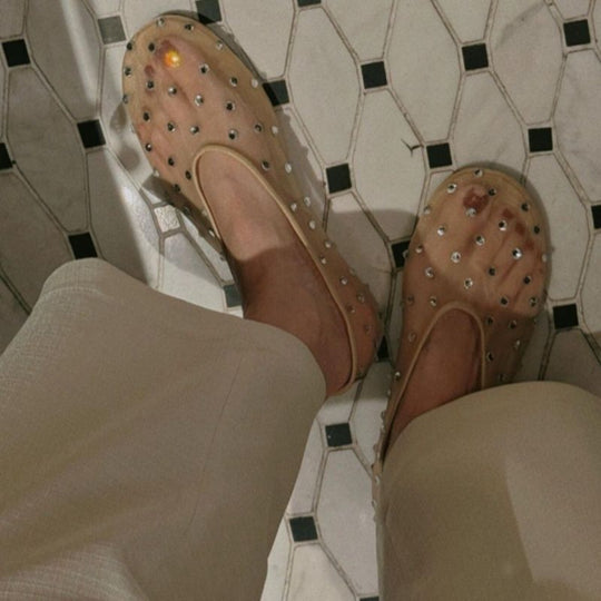 Damen modische Slipper mit funkelnden Strassverzierungen EB