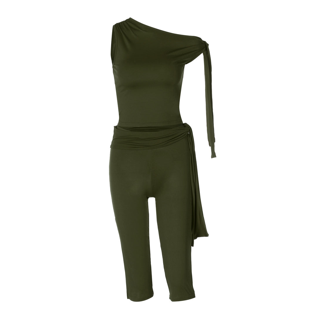 Damen Einseitiger Jumpsuit mit exklusiven Drapierungen EB