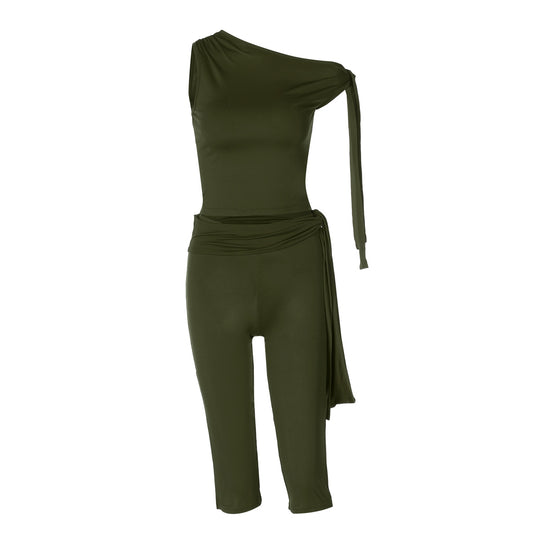 Damen Einseitiger Jumpsuit mit exklusiven Drapierungen EB