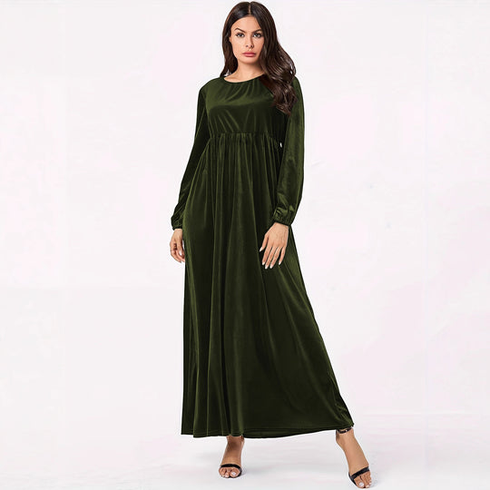 Damen Elegantes Maxikleid aus samtigem Stoff mit weitem Schnitt EB