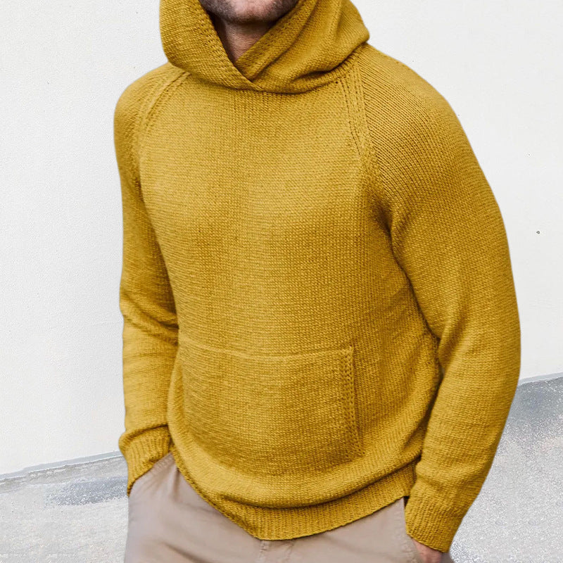 Herren Strickpullover mit Kapuze und feiner Maschenstruktur EB