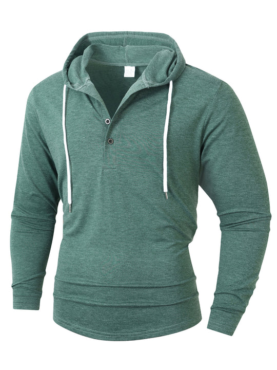 Herren Kapuzenshirt mit modernem Knopfverschluss und atmungsaktivem Stoff EB