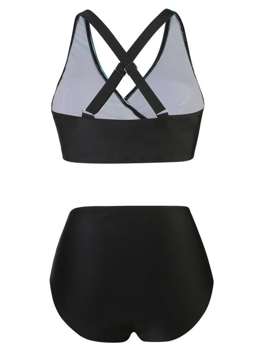 Damen High-Waist Bikini-Set mit modischem Wickeldesign EB