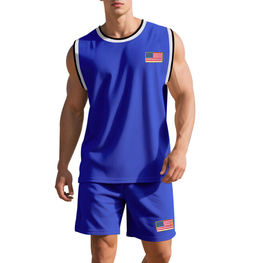 Herren Sportliches Trainingsset mit atmungsaktivem Mesh-Gewebe und modernen Flaggen-Details EB