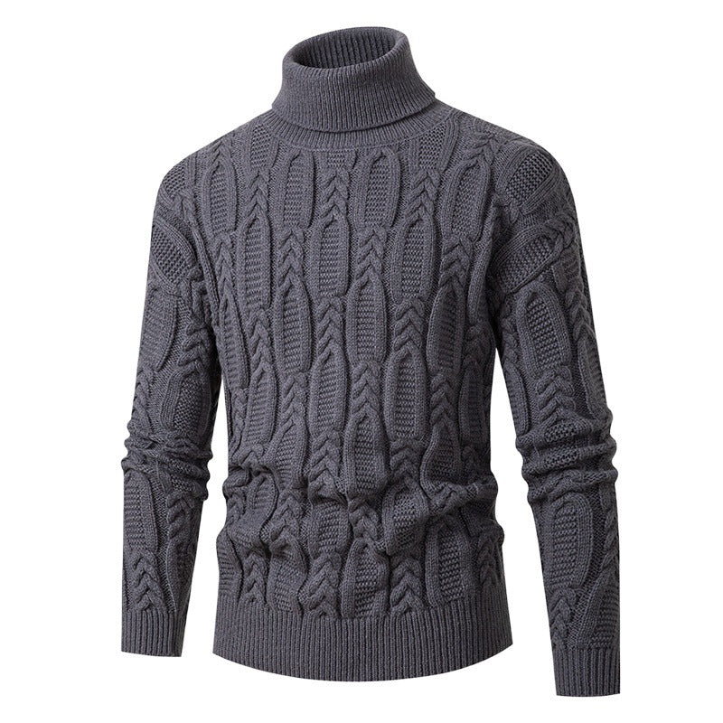 Herren Hochwertiger Rollkragenpullover mit Strukturmuster EB