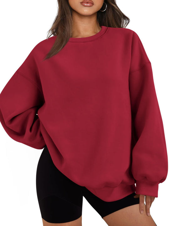 Damen nan Boxy-Crewneck-Sweat mit extraweiter Passform, Raglanärmeln und weichem Fleece-Innenfutter EB