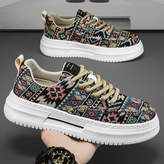 Damen modische Sneaker mit buntem Ethno-Muster und gepolsterter Sohle EB