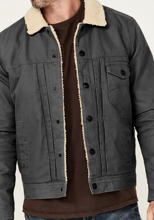 Herren gemusterte Baumwolljacke mit Fleecefutter EB
