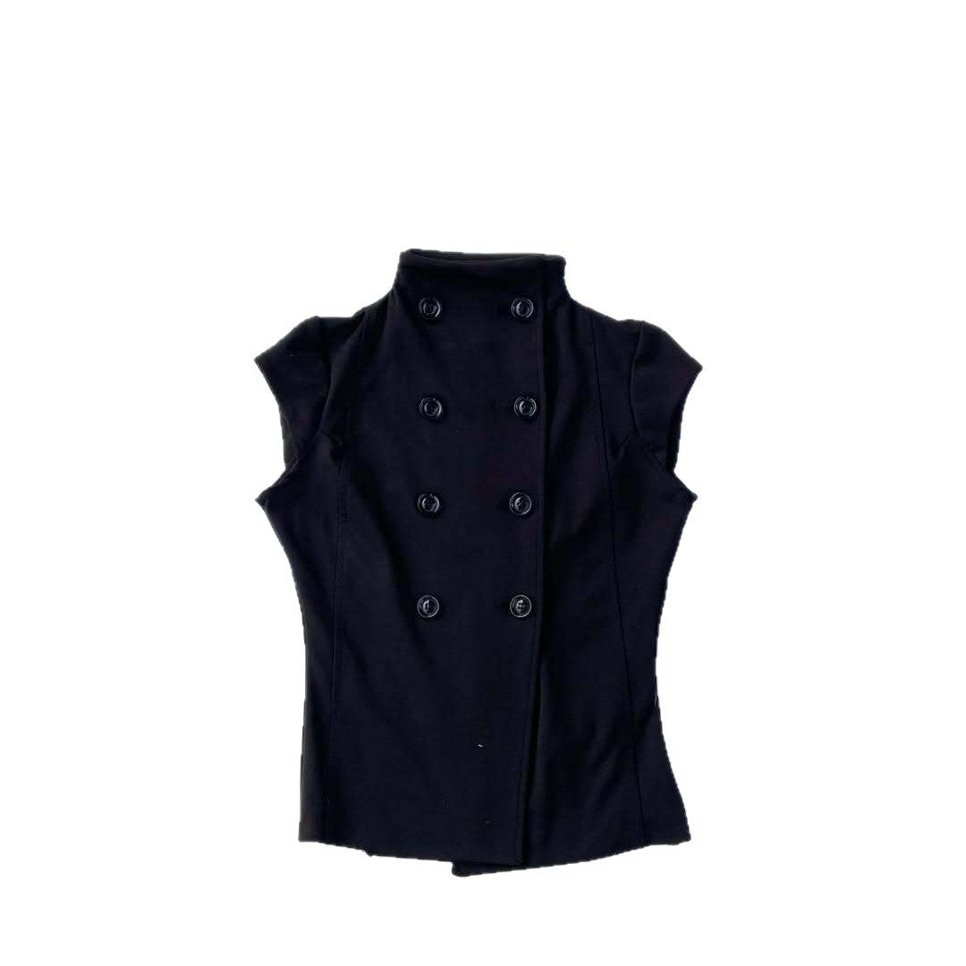 Damen elegantes bodenlanges Oberteil mit Stehkragen EB