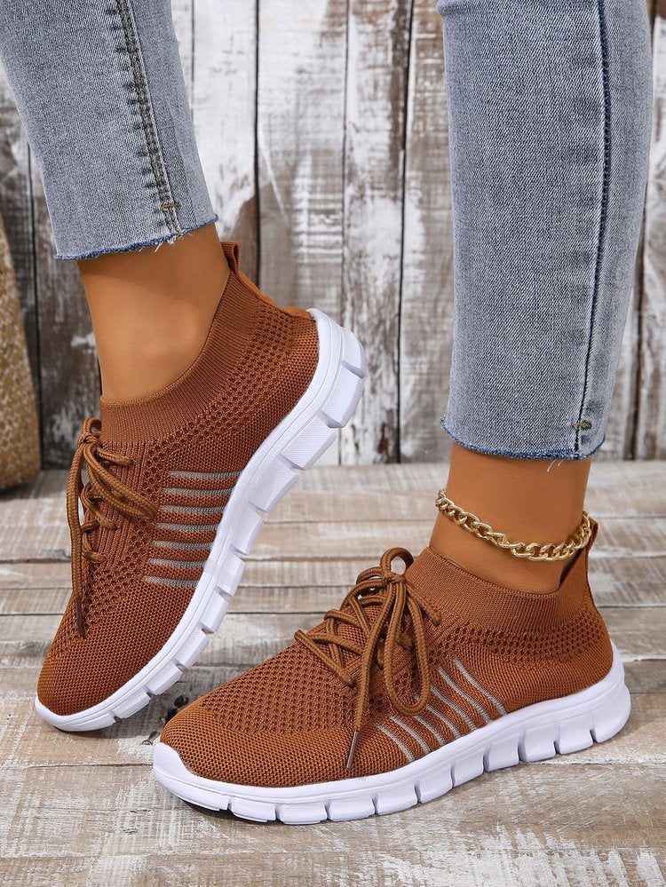 Damen  leichtes gestricktes Sneaker Slipper mit sockenähnlichem Schaft und flexibler Laufsohle EB