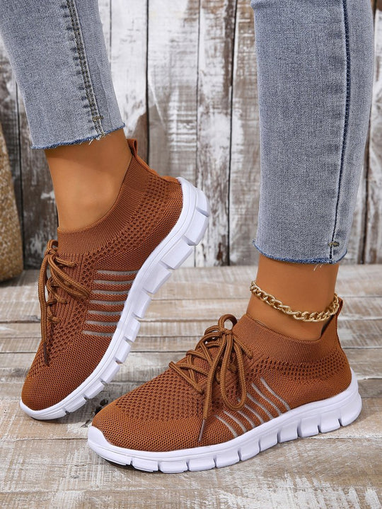 Damen  leichtes gestricktes Sneaker Slipper mit sockenähnlichem Schaft und flexibler Laufsohle EB