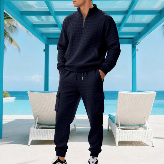 Herren Sweatshirt und Jogginghose Set mit Reißverschluss und praktischen Taschen EB