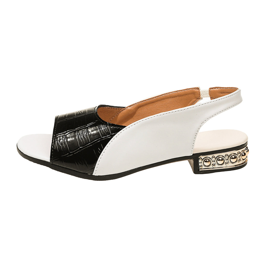 Damen Slingback Sandalen mit modischem Croco-Design und eleganter Absatzdekor EB