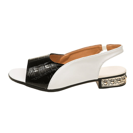 Damen Slingback Sandalen mit modischem Croco-Design und eleganter Absatzdekor EB
