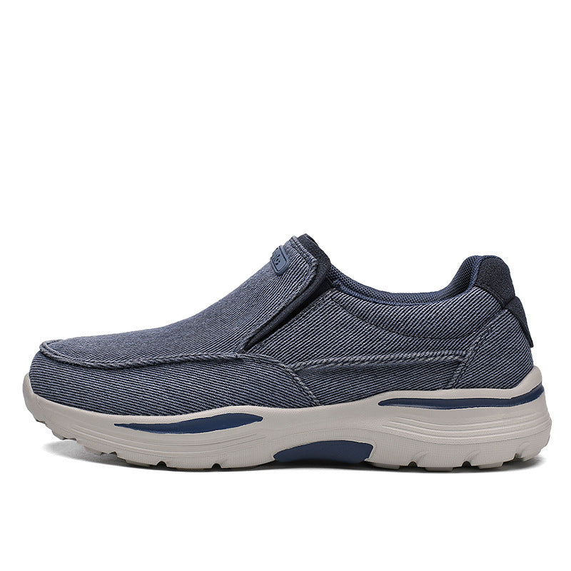 Herren leichte Slip-On Komfortfreizeitsneaker mit atmungsaktivem Canvas und stoßdämpfender Plateausohle EB