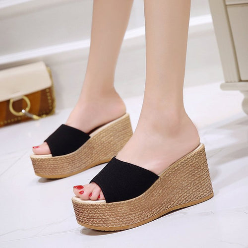 Damen Wedge-Pantoletten mit weichem Obermaterial und bequemer Sohle EB