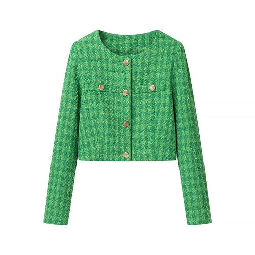 Damen modische kurz geschnittene Blazerjacke mit eleganten Knopfdetails EB