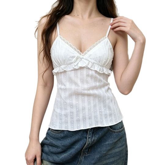 Damen Spaghetti-Trägertop mit Rüschendetails und floralem Muster EB