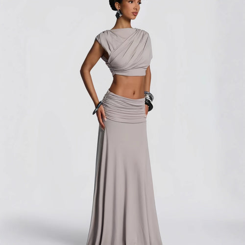 Damen Elegantes Wickelkleid mit fließendem Saum und raffinierten Drapierungen EB
