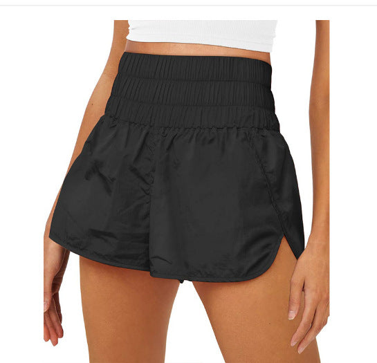 Damen Sportliche Laufshorts mit hohem Taillenbund und elastischem Bündchen EB