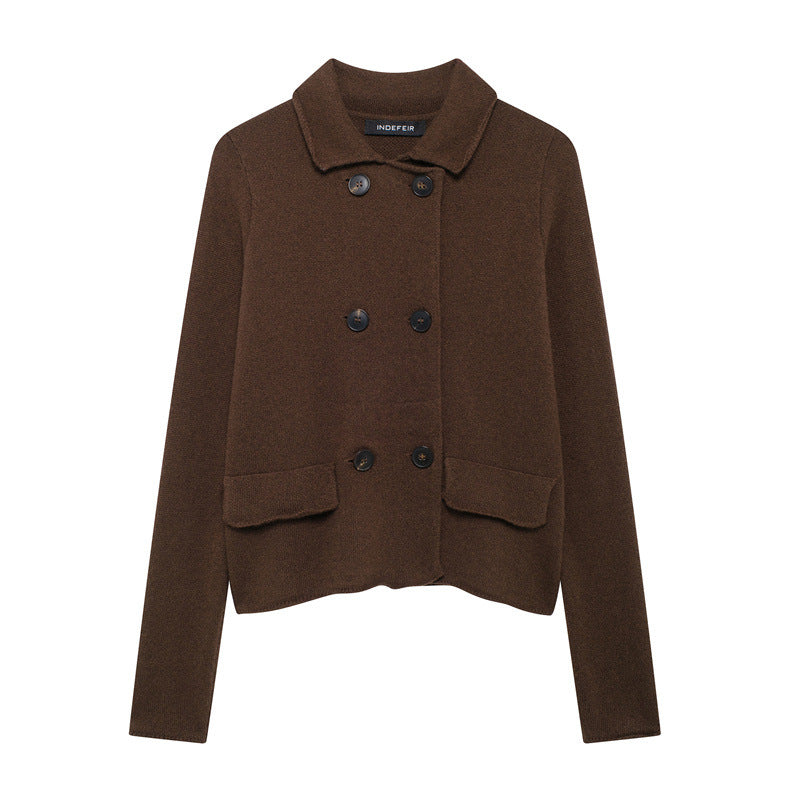 Damen klassische Wolljacke mit großen Knöpfen EB