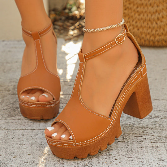 Damen Trendige und komfortable Plateau-Sandalen mit offener Zehenpartie EB