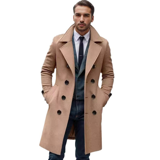 Herren eleganter Langmantel mit gefüttertem Innenfutter und stylischem Kragen EB