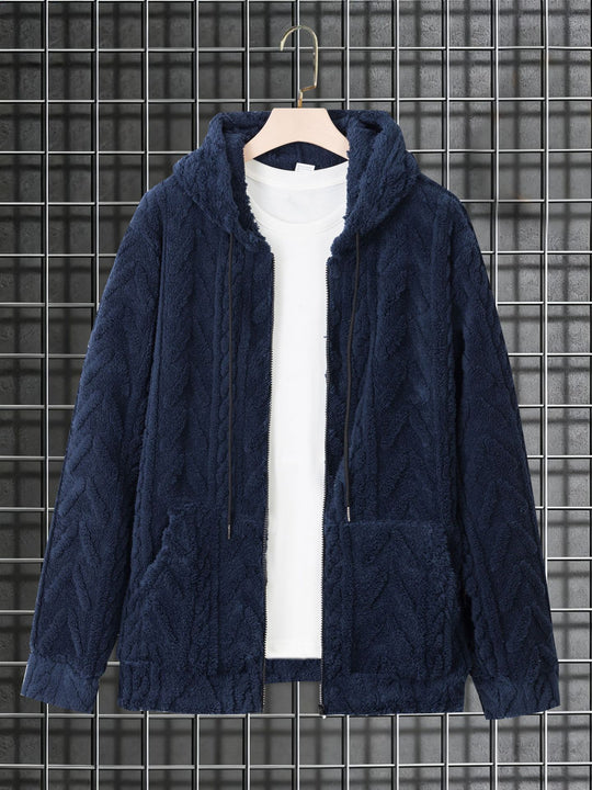 Herren nan kuschelige Kapuzenjacke aus Teddyfleece mit durchgehendem Reißverschluss und Kängurutaschen EB