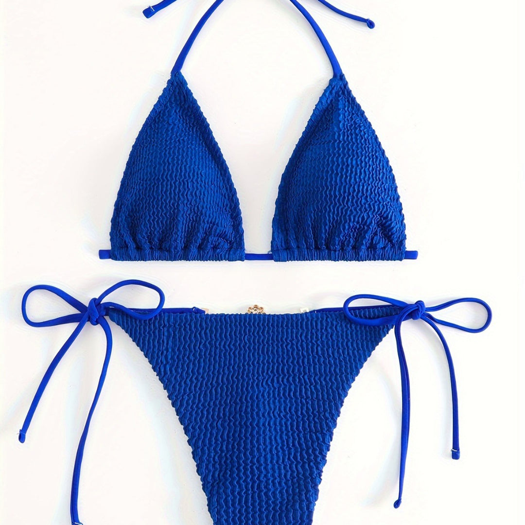 Damen Triangel-Bikini-Set mit verstellbaren Bindebändern EB