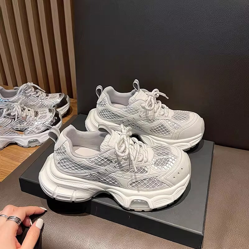 Damen modische Sneaker mit atmungsaktiver Oberflächenstruktur und dämpfender Sohle EB