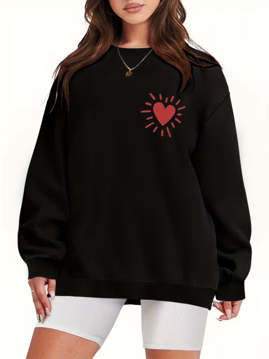 Damen Sweatshirt mit lässigem Herzmotiv und übergroßem Schnitt EB