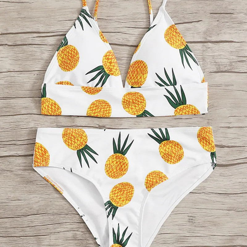 Damen Bikini-Set mit fruchtigem Ananas-Design EB