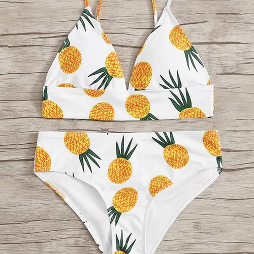 Damen Bikini-Set mit fruchtigem Ananas-Design EB
