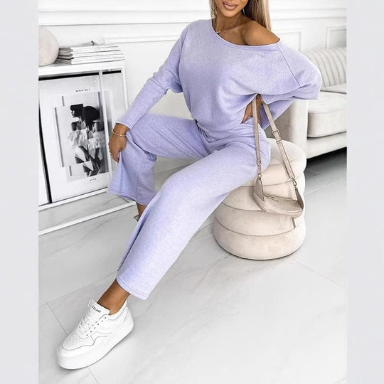 Damen Lässiges Oberteil und weite Hose Set EB