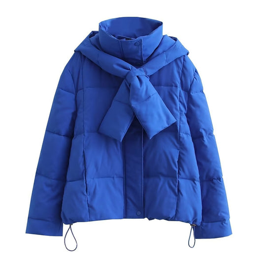 Damen Steppjacke mit hochgeschlossenem Kragen und kontrastierendem Bindegürtel EB