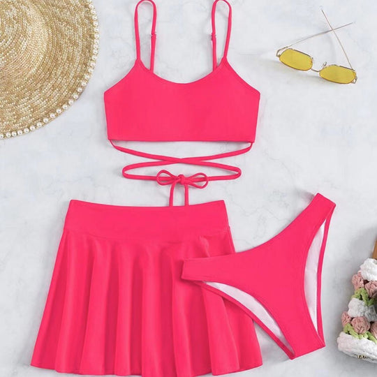 Damen Bikini-Set mit transparentem Rock und verstellbarem Oberteil EB