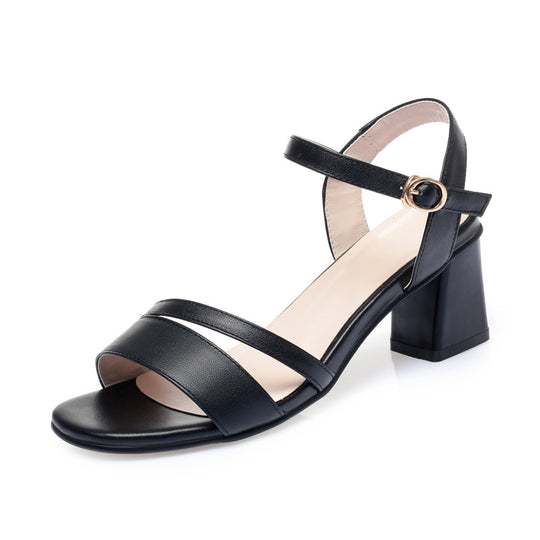 Damen Elegante Blockabsatz Sandalen mit verstellbarem Riemen und komfortabler Sohle EB
