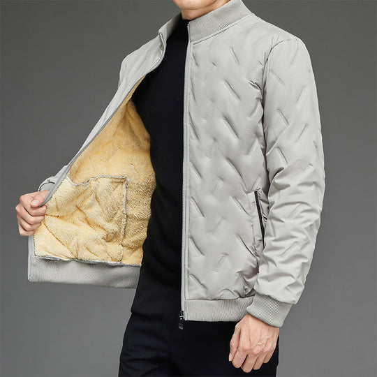 Herren leichte gesteppte City-Insulationsjacke mit diagonalstruktur, Stehkragen und Zwei-Wege-Reißverschluss EB