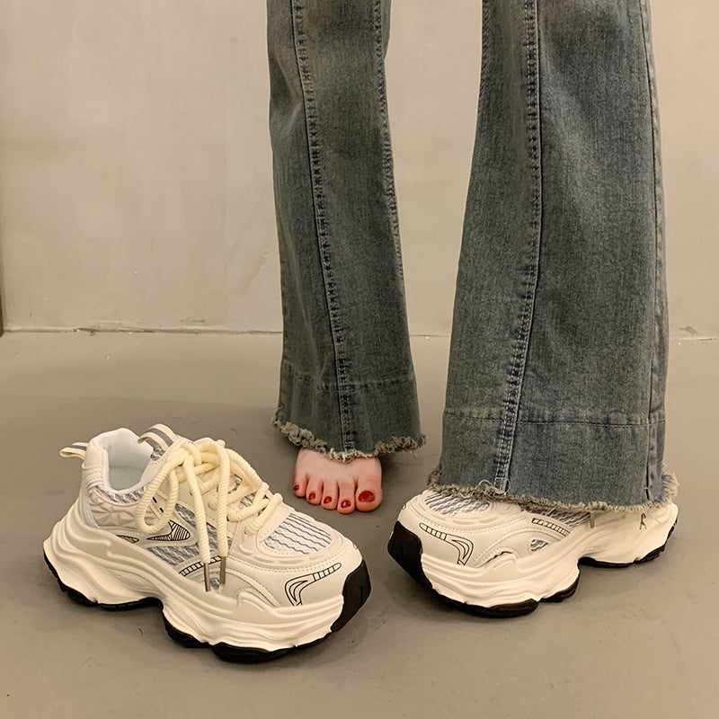 Damen Sportliche Chunky Sneakers mit atmungsaktiver Oberfläche und dämpfender Sohle EB
