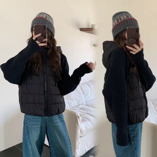 Damen Isolierte Hybridjacke mit voluminösen Ärmeln und Kapuze EB