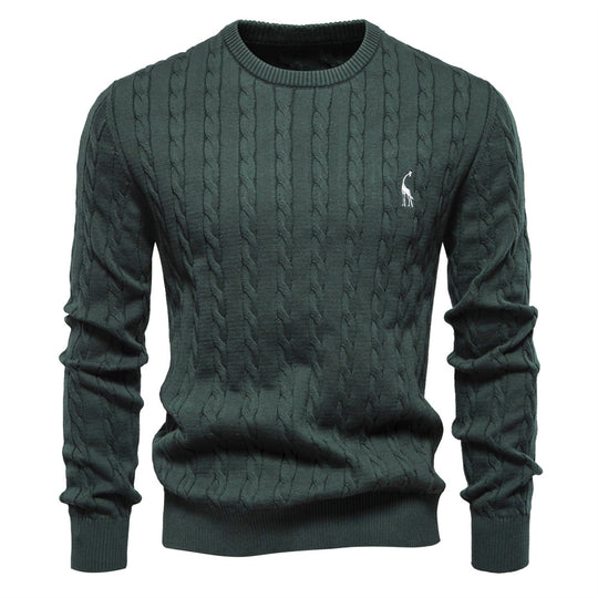 Herren Strickpullover mit Zopfmuster und Rundhalsausschnitt EB